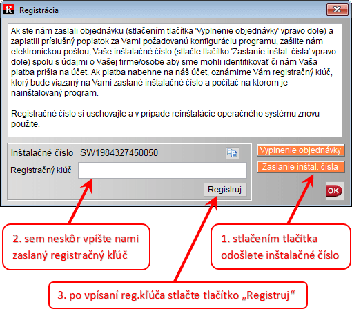 Zobrazení ukázky registračního formuláře.